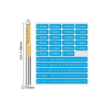 Titanyum Kaplı Tungsten Çelik CNC Freze PCB Kesici 0,5 - 3,175mm