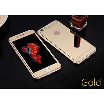 iPhone 6 6S İçin Ön/Arka Mirror Aynalı Ekran Koruyucu Tamperli Cam Gold Renk