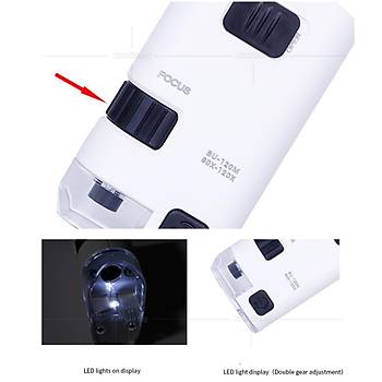 80X-120X Ayarlı Telefon Evrensel Klip Mini Zoomlu Mikroskop Optik Lens Büyüteç