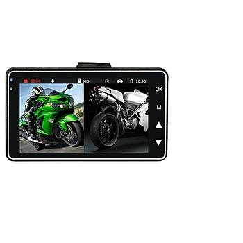 Motosiklet Ön Arka Dash Kamera DVR Kayýt 1080P Monitör