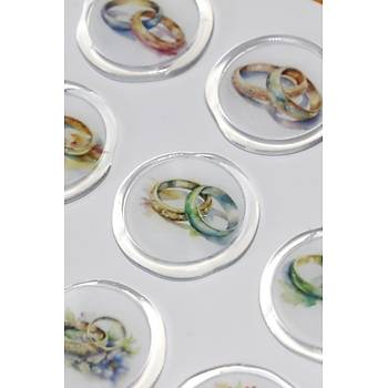 Mühürcüm 12 Adet Hazır Kendinden Yapışkanlı Yüzük Davetiye Sticker Mühür KYSM111