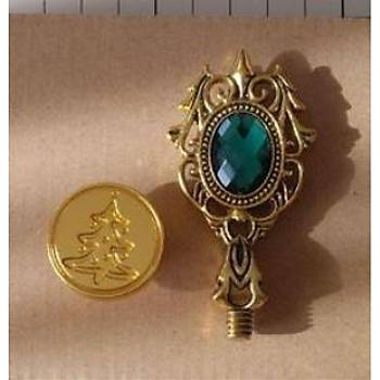Kraliyet Yeil Tal Dkm Metal Mum Mhr Sap Antik Gold