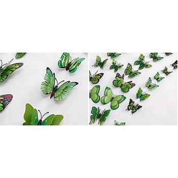 3D PVC Manyetik Kelebek 12 li Duvar S�sleme Dekorasyon Model L1
