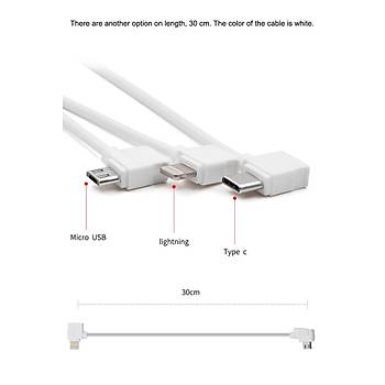 DJI Mavic 2 Zoom  IOS Lightning Veri Kablosu 30 cm Tablet ve Telefonlar Ýçin Beyaz Renk