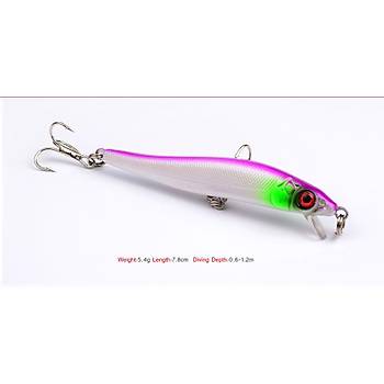 7 li Set Sert Yapay Balk Yem 3D Gzler 7,8cm 5,4mm