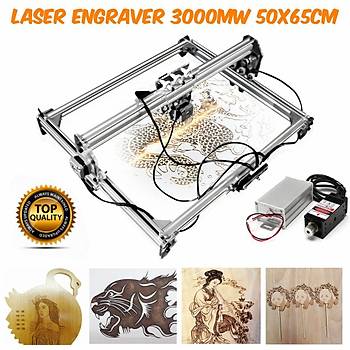 3000 MW CNC Laser Gravür Makinesi 50cm*65cm Masaüstü Ahşap Kesici Yazıcı 