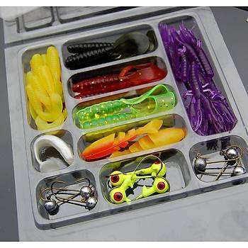 PROFISHER 45 li Set Silikon Jiket İğne Kurşun Kafa Sahte Yem Set