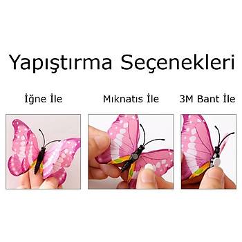 3D PVC Manyetik Kelebek 12 li Duvar S�sleme Dekorasyon Model A1
