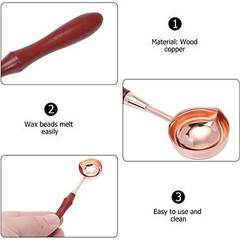 Ahşap Sap Mum Mühürü Eritme Kaşığı Paslanmaz Çelik Rose Gold