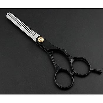 16 cm Paslanmaz Çelik Siyah Renk Saç Kesim Makas Set Düz makas ve 28 Diş Makas 