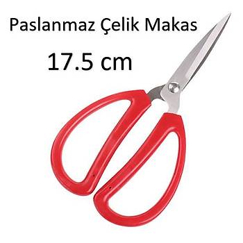 Dayanıklı Keskin 420 Paslanmaz Çelik Makas 17.5cm Kırmızı ABS Elastik Saplı