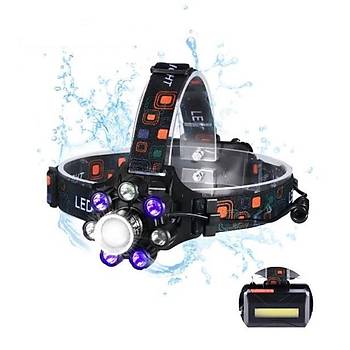 UV Kafa Feneri 8 x T6 Led Far Yamur Geirmez 9 modlu 2 dmeli Usb arjl 