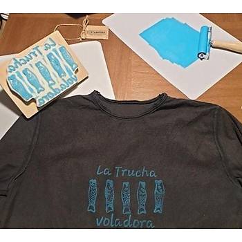 Kauçuk Mürekkep Boya Yayma Rulosu 10cm Ahşap Saplı Baskı Sanat 
