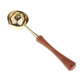 Ahşap Sap Mum Mühürü Eritme Kaşığı Ergonomik Dizayn Gold