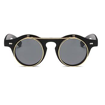 Yuvarlak Steam Punk �ift Lens Yukar� A��l�r Pencere Siyah G�ne� G�zl��� 