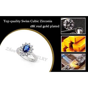 SAF�R 18K BEYAZ ALTIN KAPLAMA KR�STAL Y�Z�K