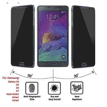 Samsung Note 4 İçin Ön/Arka Privacy Ekran Koruyucu Tamperli Cam Siyah Renk