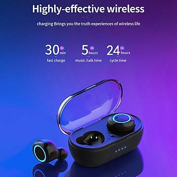 Bluetooth 5.0 Stero �ift Kulakl�k Mikrofonlu Manyetik �arj Kutulu