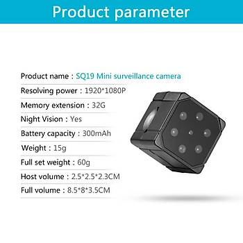 HD 1080P G-sensor Gece Görüþ DVR DV Mini Kamera SQ19 Destek 32Gb