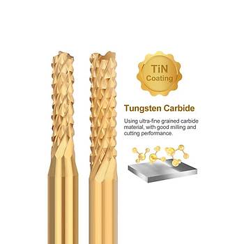 Titanyum Kaplı Tungsten Çelik CNC Freze PCB Kesici 0,5 - 3,175mm
