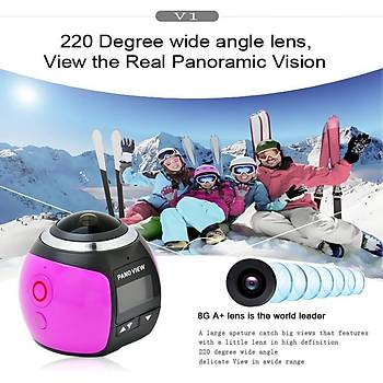 Panoramik VR 4K 360 Derece V1 Aksiyon Kamera Wifi Ultra HD 