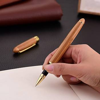 Bambu ?mza Kalemi Ahap Kutulu Hediye Set 0.5mm Iraurita Nib