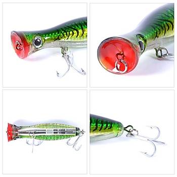 PROFISHER Ton Akya Sert Popper Sahte Yem 43 gr 13 cm Yeşil Sarı