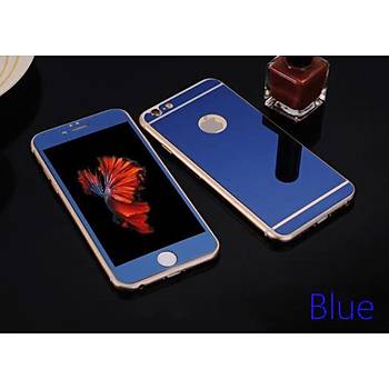 iPhone 6 6S İçin Ön/Arka Mirror Aynalı Ekran Koruyucu Tamperli Cam Lacivert Renk