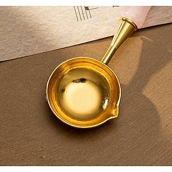 Davetiye Mum Mühürü Eritme Kaşığı El Yapımı Akrilik Saplı Yeşil Renk