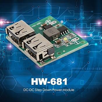 Çift USB Çıkışı 9V 12V 24V to 5V 3A DC-DC Step Down Şarj Modülü 