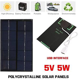 5W 5V Usb kl Polysilicon Gne Paneli Tanabilir Gne Enerjisi arj Cihaz Paneli 