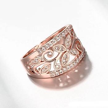 Beyaz Rosegold Altın Kaplama Yüzük