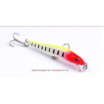 7 li Set Sert Yapay Balk Yem 3D Gzler 7,8cm 5,4mm