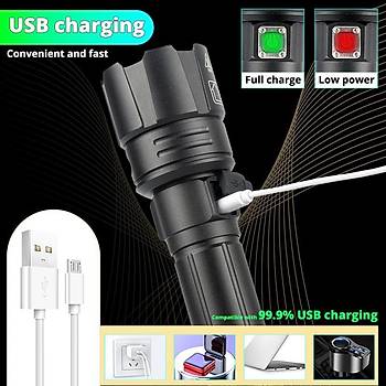 Atom El feneri Sper Parlak XHP 90.2 Led USB arjl Zoom 2*26650 