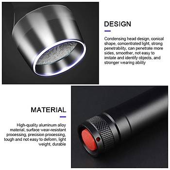 365nm UV - Beyaz - Sar 3 Renk LED Fener 10W Tak Para Kimlik Pet