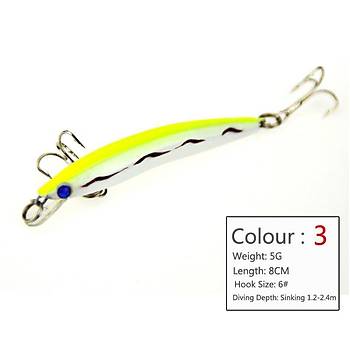 PROFISHER 5 Renk Red Eyes Sert Sahte Yapay Yem 5.0 gr 8.0 cm