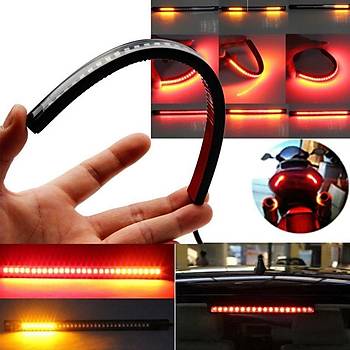 Motosiklet Fren ve Dn Sinyali Plaka 48 LED Ik Esnek Kuyruk erit 50cm Kablo
