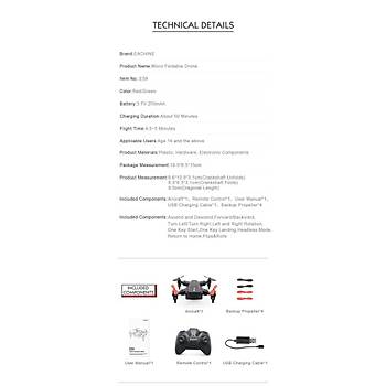 Mini Dron 2.4G 4CH Katlanabilir Eachine E59 6 Eksen, Basz Mod