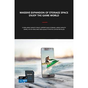 Lexar Mikro Sd Kart 633x 64Gb Snf 10 1080p Full HD 3D ve 4K Video  