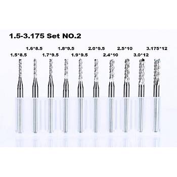 Tungsten Karbr PCB Kesme CNC Freze Ahap leme 3.0mm 10 Adet 