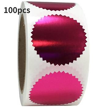 Alüminyum Kendinden Yapışkanlı Etiket Pembe Renk 50 adet 50mm Çap