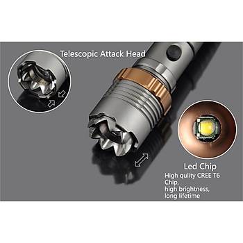 LED Taktik El Feneri 8000lm 500mt CREE XM-L T6 5 modlu Yamur Geirmez