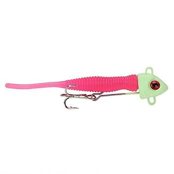 PROFISHER 2 Adet Kur�un Fosforlu Kafa ��neli Silikon Yem 5.5 cm 2.2g 