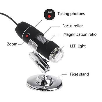 1600X Zoom Mikroskop Kamera USB Digital Ayarlı 8 LED  Standlı 2MP
