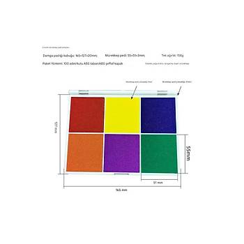 6 in 1 Arada Istampa Büyük Boy 165*127mm Çok Renkli Mürekkep Pedi    