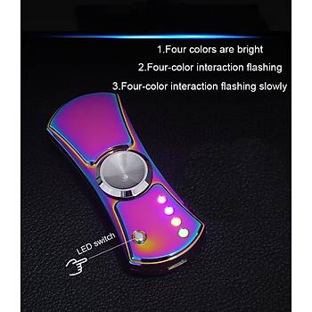 Alevsiz Tesla Çakmak Led Işıklı Stres Çarkı USB Şarjlı Rüzgar Geçirmez
