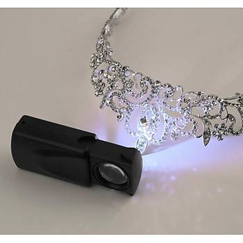 30X LED Işıklı Sürgülü Büyüteç Mini Cep Takı Mikroskop 21mm Lens