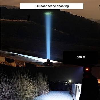 USB Şarjlı Led Kafa Far 3 T6 Beyaz Led + 2 Q5 Mavi Led 10000lm Balıkçılık Lambası 