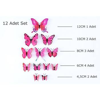 PVC Mknatsl Kelebek 12 li Duvar Ssleme Dekorasyon Model U1