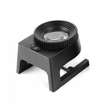 20X Optik Cam Lens Büyüteç 3 LED Işık Metal Gövde Katlanır Cetvel 